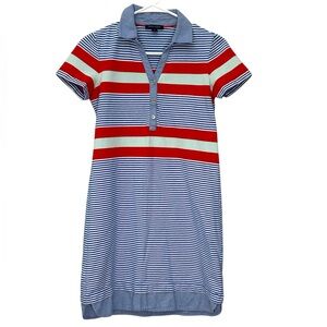 Tommy Hilfiger Women Striped Mini Polo Dress Size XS Red White Blue